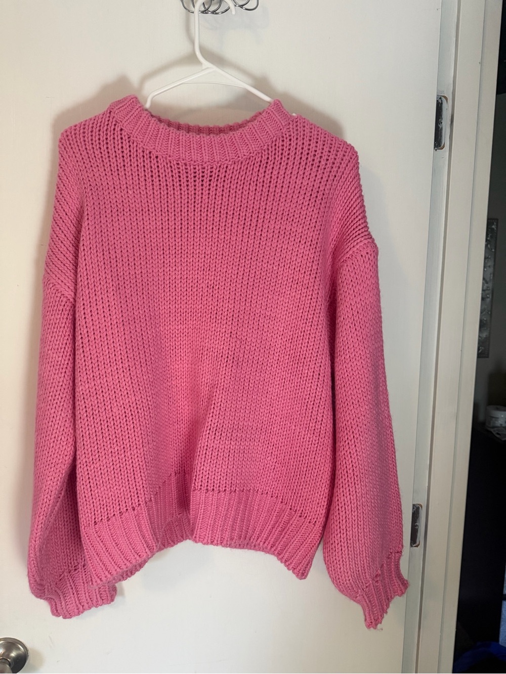 Edikted Bubblegum Pink Chunky Crew Neck Sweater